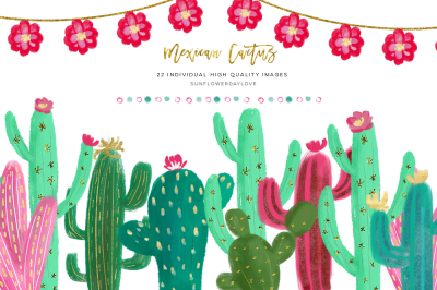 Mexican Succulent Clipart, Mexican Cactus Clipart, 