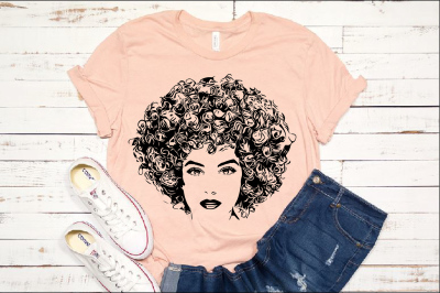 Black woman svg Natural Hair Afro clipart 140sv