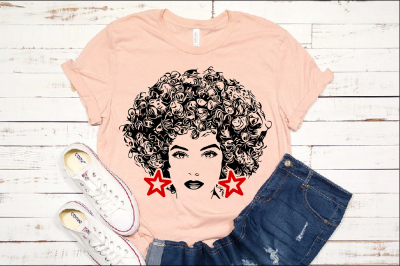 Black woman svg Natural Hair Afro Nubian Princess Queen clipart 141sv