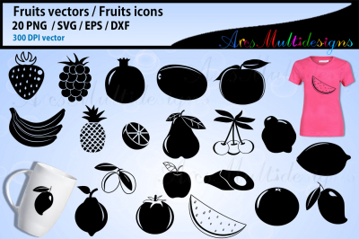 Fruits SVG silhouette Bundle, Fruits SVG, Clipart, Fruits Cut Files