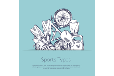 Vector hand drawn sports equipment