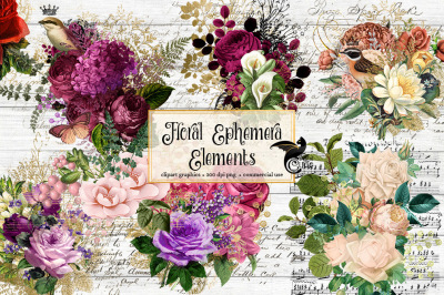 Floral Ephemera Clipart