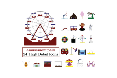 Amusement Park Icon Set