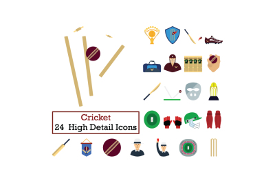 Set of 24  Cricket Icons