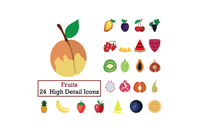 Set of 24  Fruit Icons