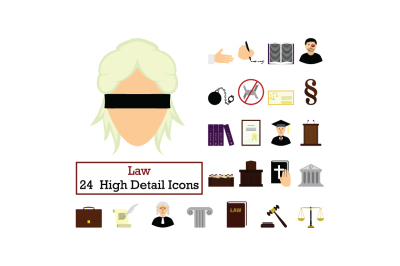 Set of 24  Law Icons