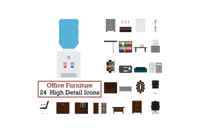 Set of 24  Office Furniture Icons