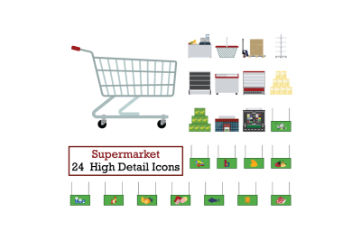 Set of 24 Supermarket Icons