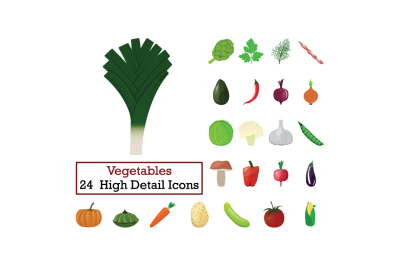 Set of 24  Vegetables Icons