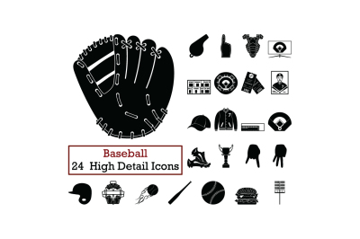 Set of 24  Baseball Icons