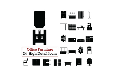 Set of 24  Office Furniture Icons