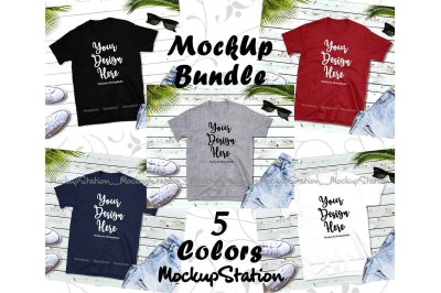 Tshirt Mockup Bundle 5 Colors Gildan 64000