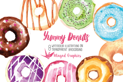 yummy watercolor donut illustrations