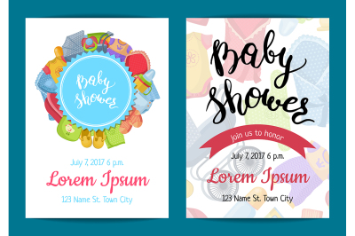 Vector baby shower invitation card templates