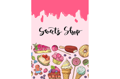 Vector hand drawn sweets illustration banner