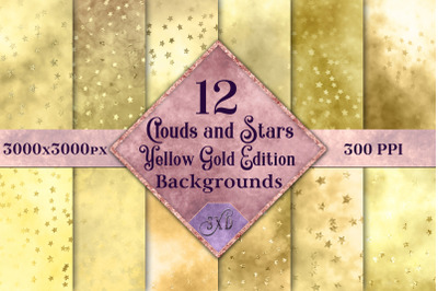 Clouds and Stars Yellow Gold Edition Backgrounds - 12 Images