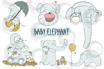 Baby Elephant | CLIP ART illustrations | PNG/JPEG