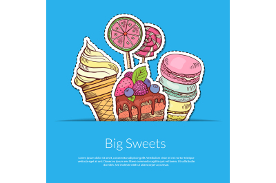 Vector hand drawn sweets in pocket illustration