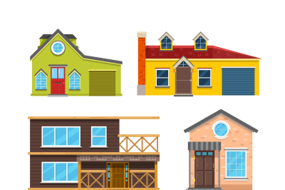 Cottage house flat vector icons