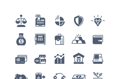 Banking finance money cash vector icons