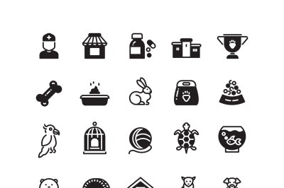 Vector pets black icons