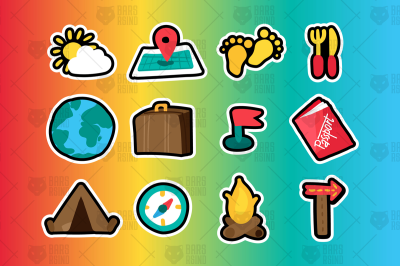 Travel And Camping Stickers Set