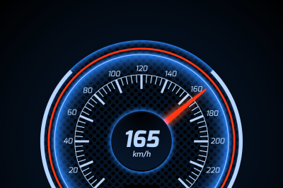 Realistic vector car speedometer interface