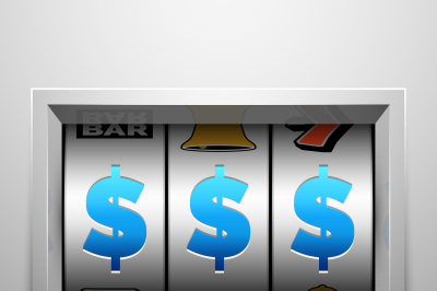 Slot machine or one armed bandit scoreboard. Casino and gambling vecto