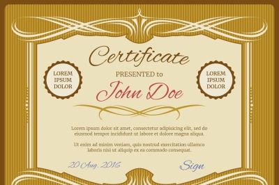 Vintage vector certificate template, retro diploma