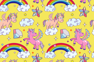 Miracle unicorn wizard seamless background