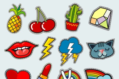 Cartoon patch badges vector stock