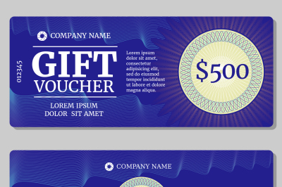 Vintage gift certificate&2C; voucher&2C; coupon vector mockup with money bac