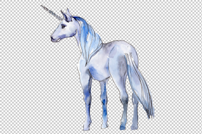 Fabulous unicorns horse PNG watercolor set &nbsp;