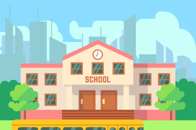 School building vector flat concept