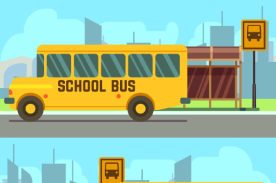 School pupils waiting for schoolbus
