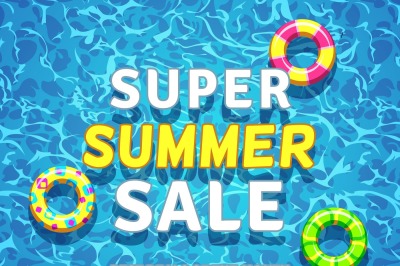 Vector summer sale background with swimming pool rings