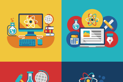 Education and science flat concepts