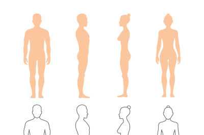 Male and female human vector silhouettes