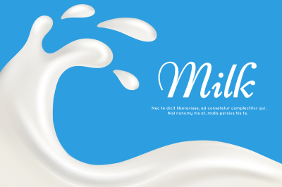 Milk with splashes realistic vector illustration