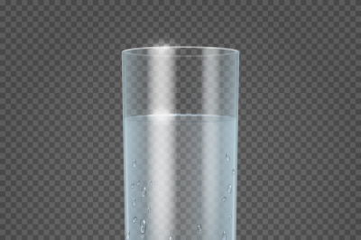 Glass of water isolated on transparent checkered background vector ill