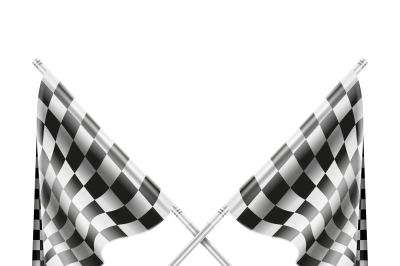 Black and white checkered crossed finish flags vector illustration