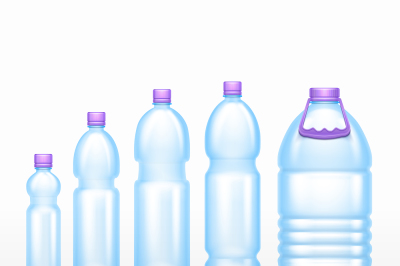 Realistic plastic drink bottles mockups isolated on white background v