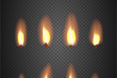 Burning candle flame animation vector frames