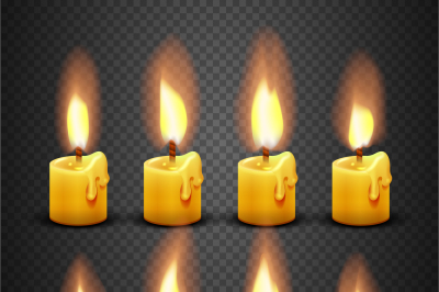 Vector candle with fire animation on transparent background