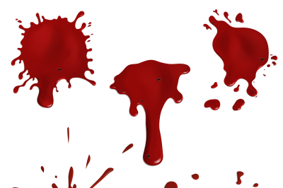 Realistic blood splatters and drops vector set