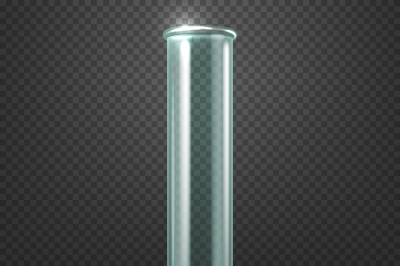 Realistic vector empty glass test tube template isolated on transparen