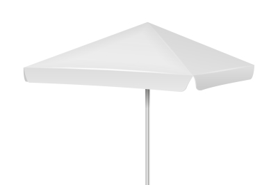 White promotional square advertising parasol umbrella isolated on back