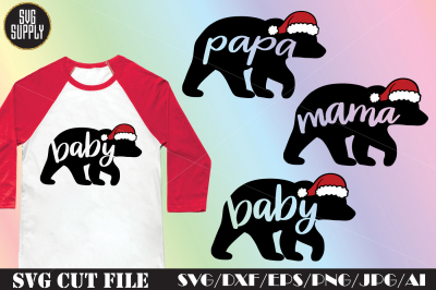 Christmas Bear Family SVG Cut File
