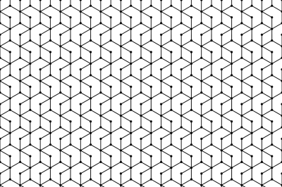 Hexagon seamless pattern. Monochrome geometric polygon grid dotted end