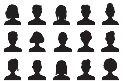 Profile icons silhouettes. Anonymous people face silhouette&2C; woman and